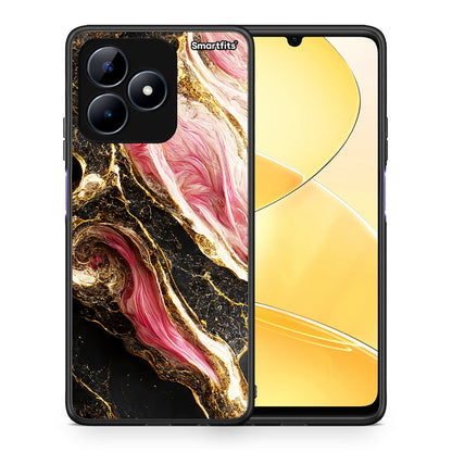 Θήκη Realme C51 Glamorous Pink Marble από τη Smartfits με σχέδιο στο πίσω μέρος και μαύρο περίβλημα | Realme C51 Glamorous Pink Marble case with colorful back and black bezels