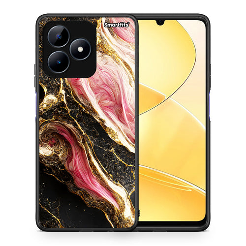 Θήκη Realme C51 Glamorous Pink Marble από τη Smartfits με σχέδιο στο πίσω μέρος και μαύρο περίβλημα | Realme C51 Glamorous Pink Marble case with colorful back and black bezels