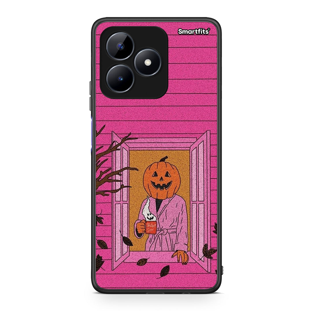 Realme Note 50 Halloween Pumpkin Lady Θήκη από τη Smartfits με σχέδιο στο πίσω μέρος και μαύρο περίβλημα | Smartphone case with colorful back and black bezels by Smartfits