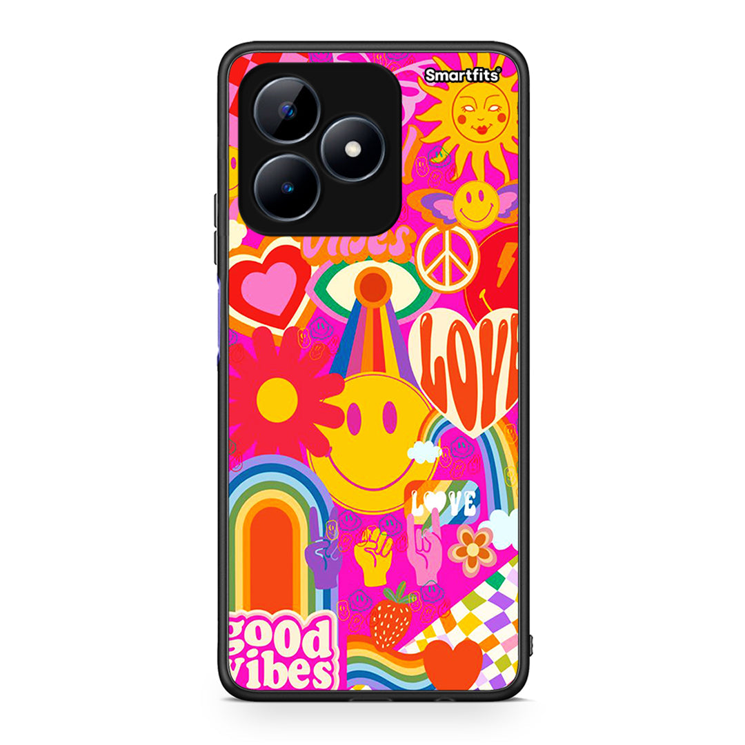 Realme C51 Hippie Love θήκη από τη Smartfits με σχέδιο στο πίσω μέρος και μαύρο περίβλημα | Smartphone case with colorful back and black bezels by Smartfits