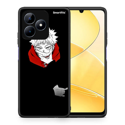 Θήκη Realme C51 Itadori Anime από τη Smartfits με σχέδιο στο πίσω μέρος και μαύρο περίβλημα | Realme C51 Itadori Anime case with colorful back and black bezels