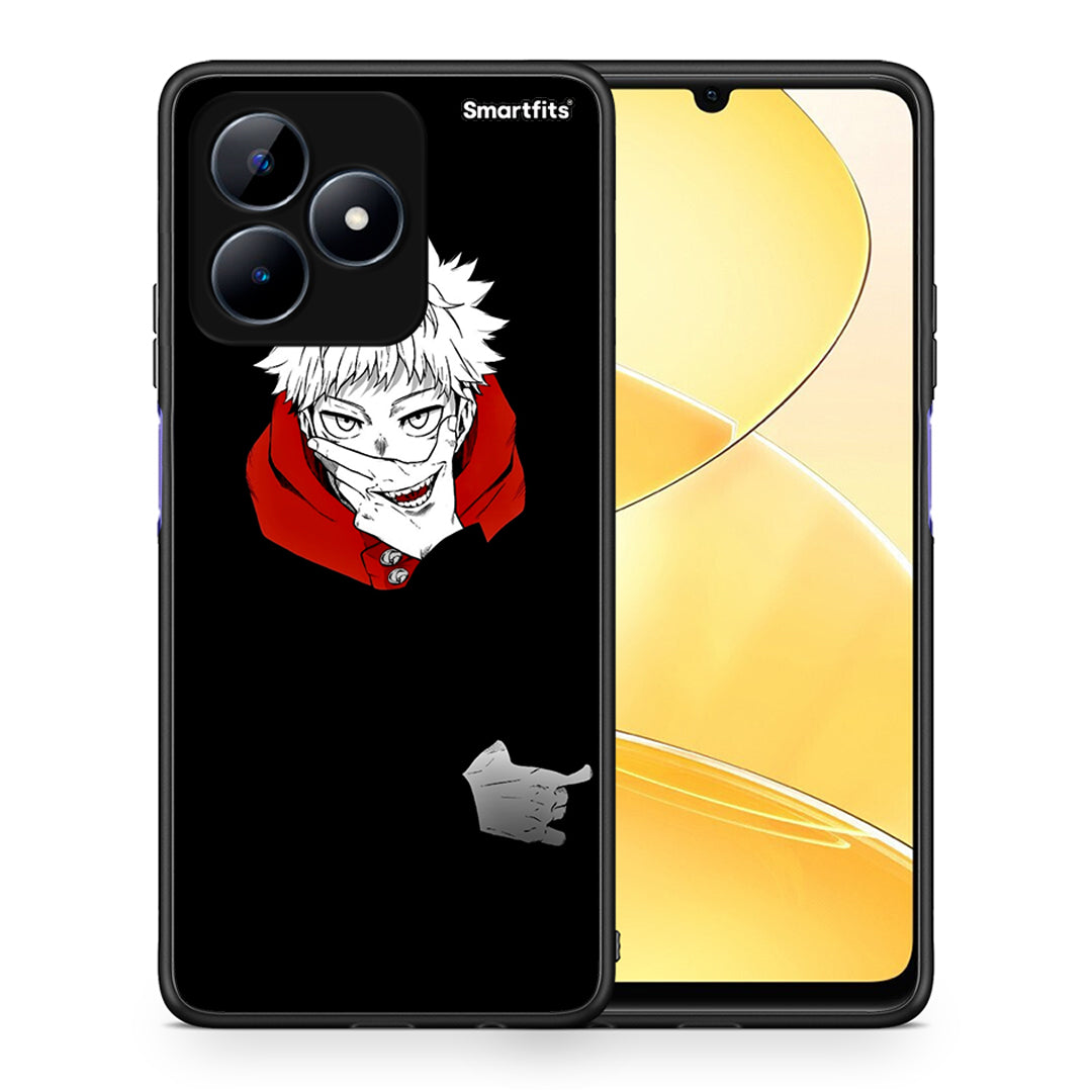 Θήκη Realme Note 50 Itadori Anime από τη Smartfits με σχέδιο στο πίσω μέρος και μαύρο περίβλημα | Realme Note 50 Itadori Anime case with colorful back and black bezels