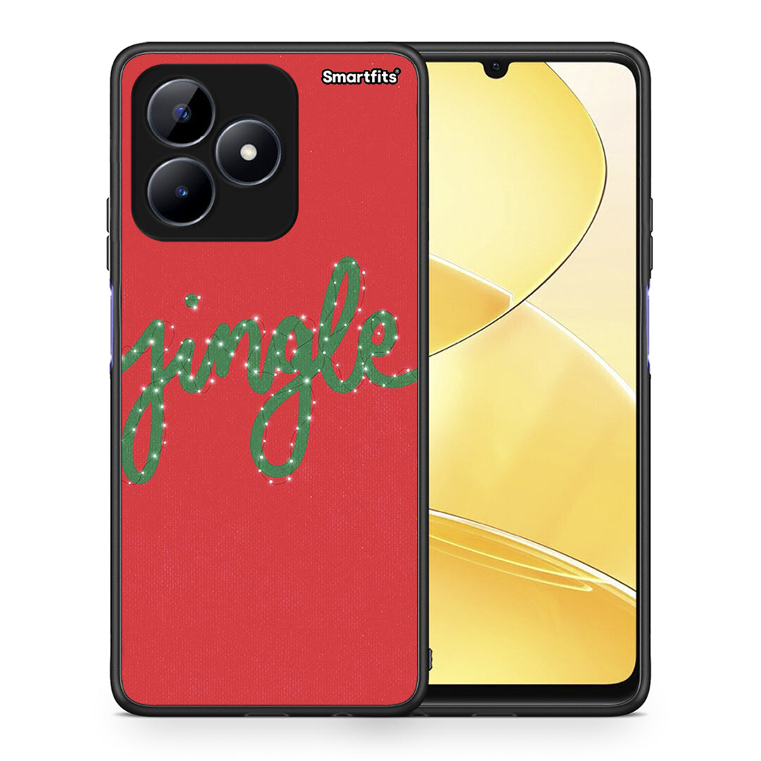 Θήκη Realme C51 Jingle Xmas από τη Smartfits με σχέδιο στο πίσω μέρος και μαύρο περίβλημα | Realme C51 Jingle Xmas case with colorful back and black bezels