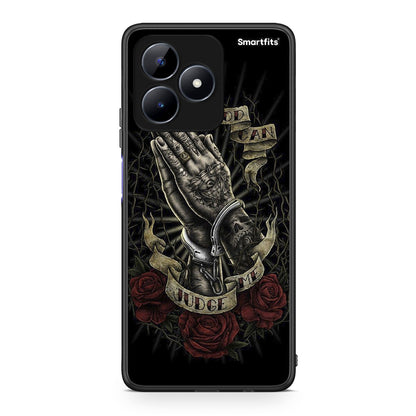 Realme Note 50 Judge By God θήκη από τη Smartfits με σχέδιο στο πίσω μέρος και μαύρο περίβλημα | Smartphone case with colorful back and black bezels by Smartfits