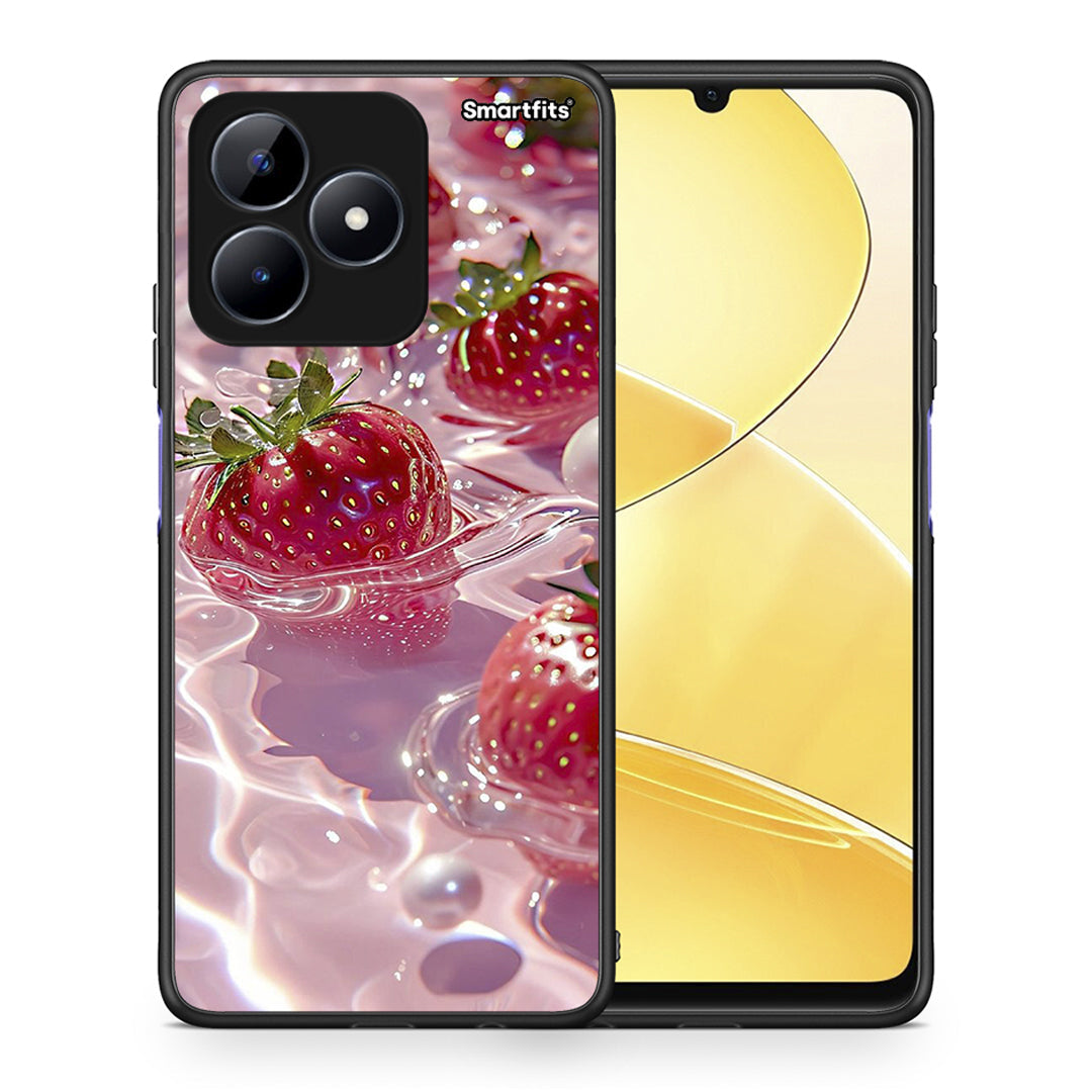 Θήκη Realme Note 50 Juicy Strawberries από τη Smartfits με σχέδιο στο πίσω μέρος και μαύρο περίβλημα | Realme Note 50 Juicy Strawberries case with colorful back and black bezels