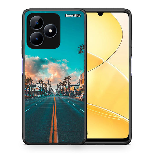 Θήκη Realme C51 City Landscape από τη Smartfits με σχέδιο στο πίσω μέρος και μαύρο περίβλημα | Realme C51 City Landscape case with colorful back and black bezels