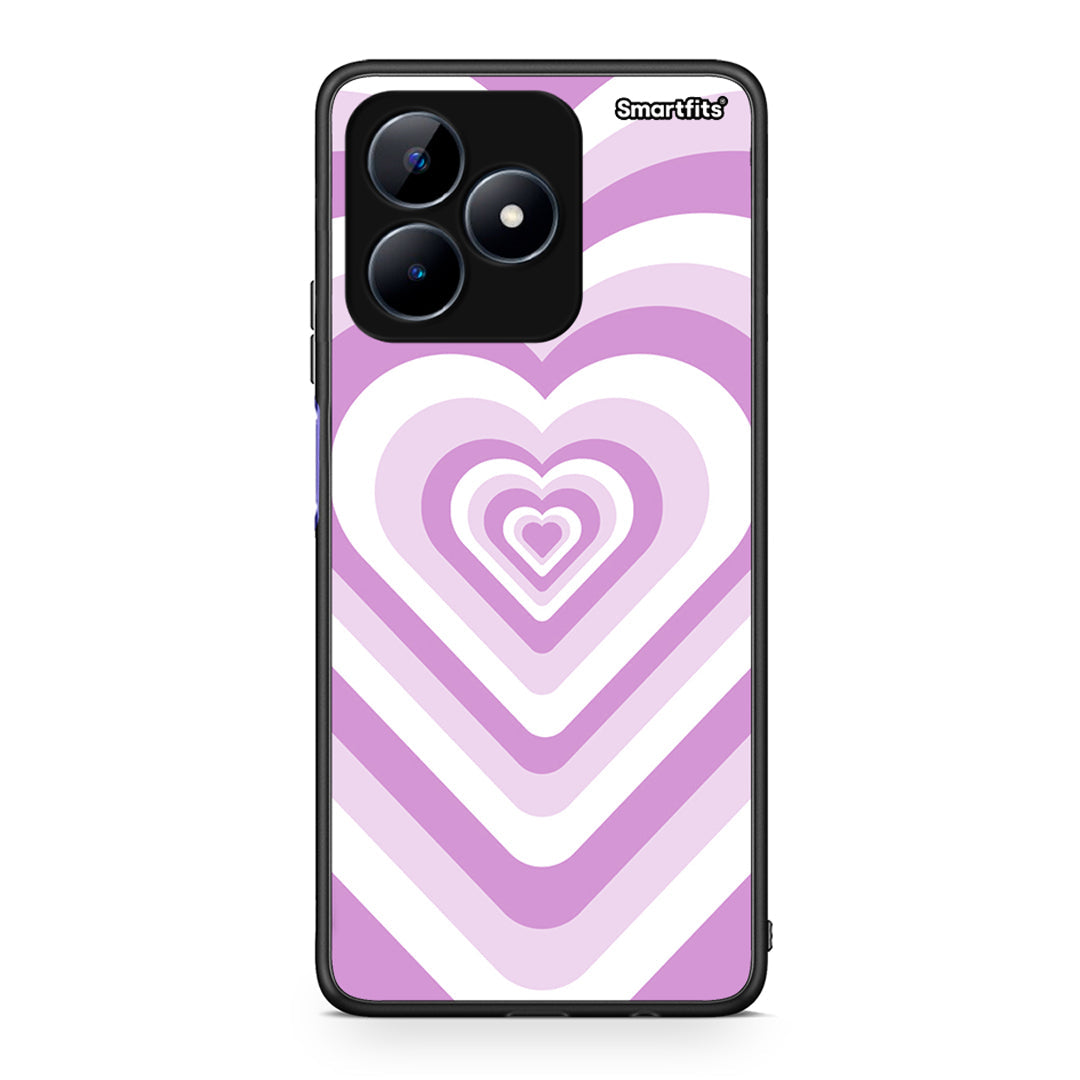 Realme C51 Lilac Hearts θήκη από τη Smartfits με σχέδιο στο πίσω μέρος και μαύρο περίβλημα | Smartphone case with colorful back and black bezels by Smartfits