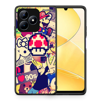 Θήκη Realme C51 Love The 90s από τη Smartfits με σχέδιο στο πίσω μέρος και μαύρο περίβλημα | Realme C51 Love The 90s case with colorful back and black bezels
