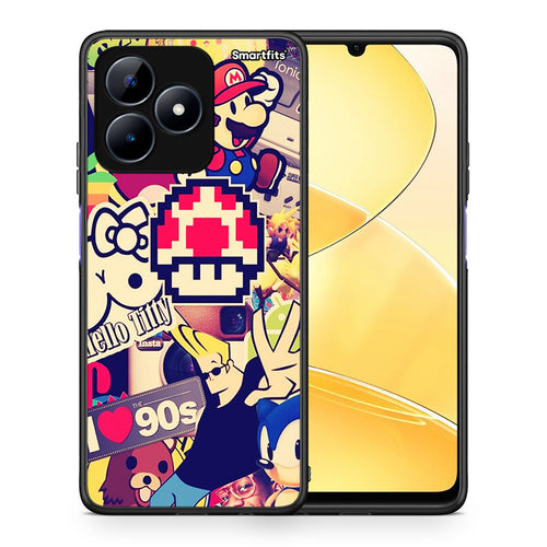 Θήκη Realme C51 Love The 90s από τη Smartfits με σχέδιο στο πίσω μέρος και μαύρο περίβλημα | Realme C51 Love The 90s case with colorful back and black bezels