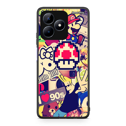 Realme C51 Love The 90s θήκη από τη Smartfits με σχέδιο στο πίσω μέρος και μαύρο περίβλημα | Smartphone case with colorful back and black bezels by Smartfits