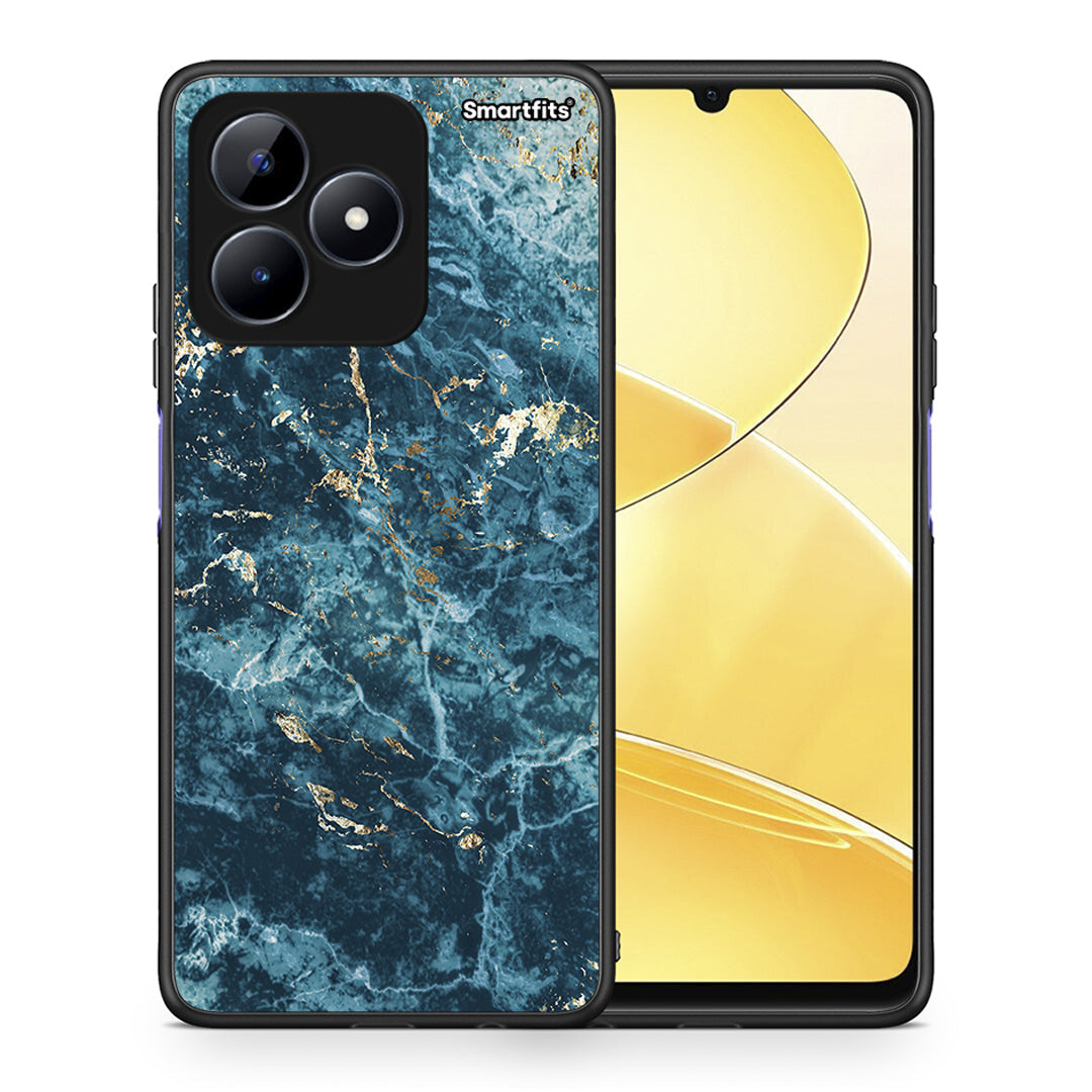 Θήκη Realme Note 50 Marble Blue από τη Smartfits με σχέδιο στο πίσω μέρος και μαύρο περίβλημα | Realme Note 50 Marble Blue case with colorful back and black bezels