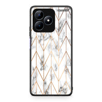 Thumbnail for 44 - Realme C51 Gold Geometric Marble case, cover, bumper