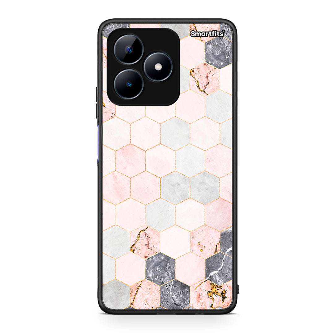 4 - Realme C51 Hexagon Pink Marble case, cover, bumper