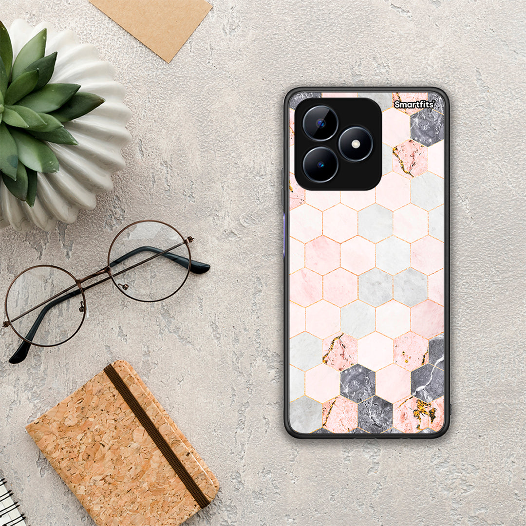 Marble Hexagon Pink - Realme Note 50 θήκη