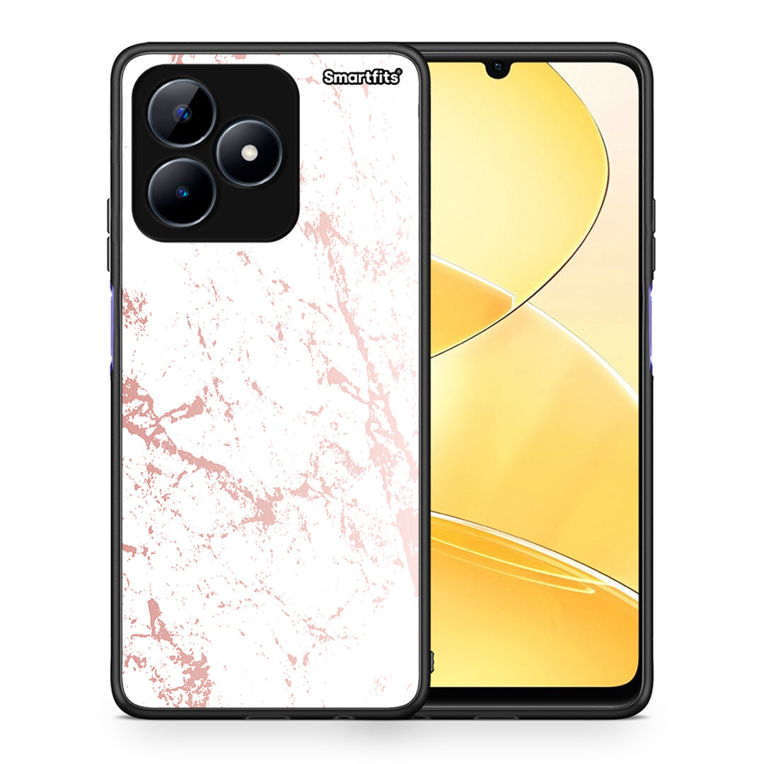Θήκη Realme C51 Pink Splash Marble από τη Smartfits με σχέδιο στο πίσω μέρος και μαύρο περίβλημα | Realme C51 Pink Splash Marble case with colorful back and black bezels