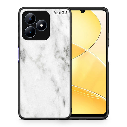 Θήκη Realme C51 White Marble από τη Smartfits με σχέδιο στο πίσω μέρος και μαύρο περίβλημα | Realme C51 White Marble case with colorful back and black bezels