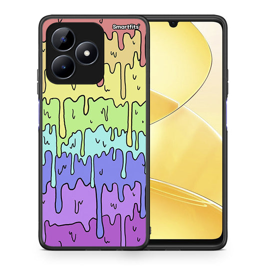 Θήκη Realme C51 Melting Rainbow από τη Smartfits με σχέδιο στο πίσω μέρος και μαύρο περίβλημα | Realme C51 Melting Rainbow case with colorful back and black bezels