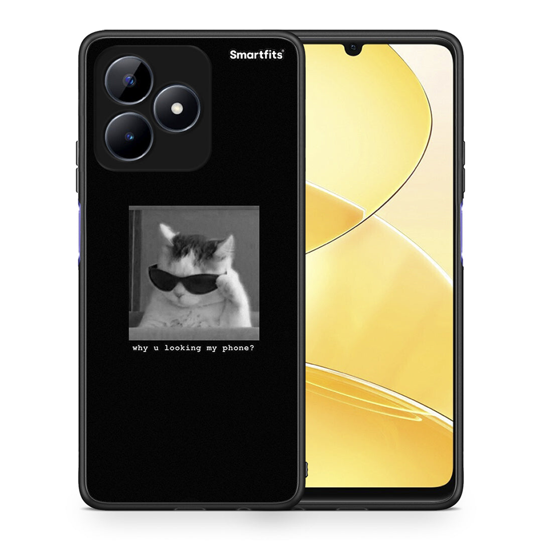 Θήκη Realme C51 Meme Cat από τη Smartfits με σχέδιο στο πίσω μέρος και μαύρο περίβλημα | Realme C51 Meme Cat case with colorful back and black bezels