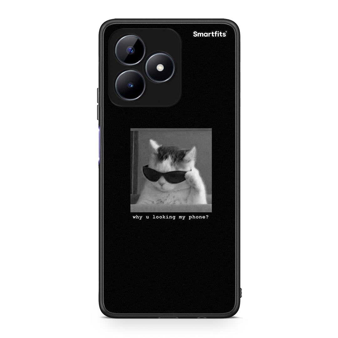 Realme C51 Meme Cat θήκη από τη Smartfits με σχέδιο στο πίσω μέρος και μαύρο περίβλημα | Smartphone case with colorful back and black bezels by Smartfits
