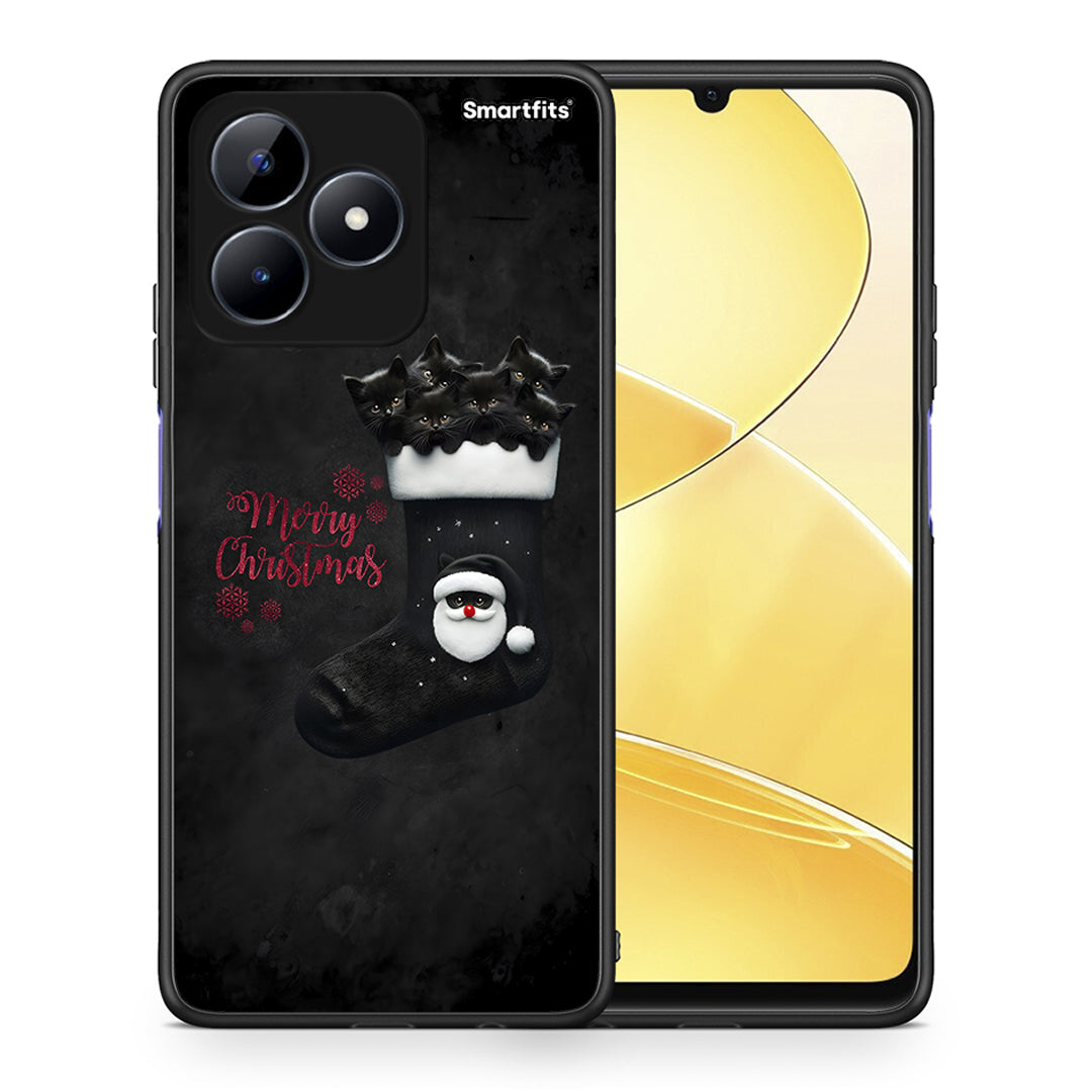 Θήκη Realme Note 50 Merry Cat Christmas από τη Smartfits με σχέδιο στο πίσω μέρος και μαύρο περίβλημα | Realme Note 50 Merry Cat Christmas case with colorful back and black bezels