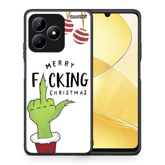 Θήκη Realme C51 Merry F Xmas από τη Smartfits με σχέδιο στο πίσω μέρος και μαύρο περίβλημα | Realme C51 Merry F Xmas case with colorful back and black bezels