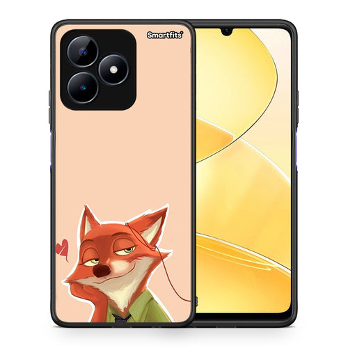 Θήκη Realme C51 Nick Wilde And Judy Hopps Love 1 από τη Smartfits με σχέδιο στο πίσω μέρος και μαύρο περίβλημα | Realme C51 Nick Wilde And Judy Hopps Love 1 case with colorful back and black bezels