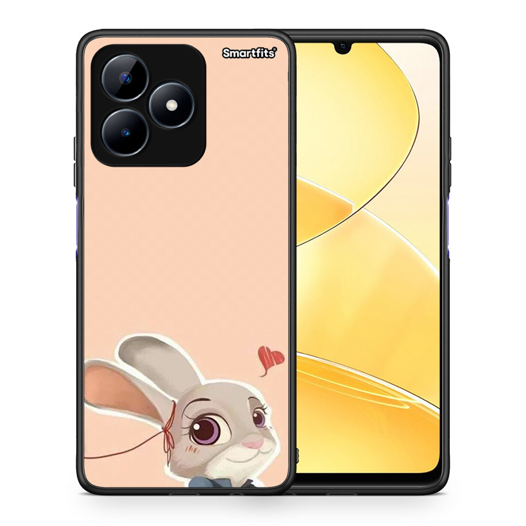 Θήκη Realme C51 Nick Wilde And Judy Hopps Love 2 από τη Smartfits με σχέδιο στο πίσω μέρος και μαύρο περίβλημα | Realme C51 Nick Wilde And Judy Hopps Love 2 case with colorful back and black bezels