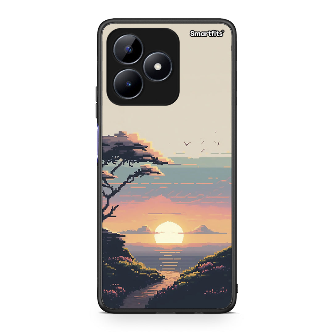 Realme C51 Pixel Sunset Θήκη από τη Smartfits με σχέδιο στο πίσω μέρος και μαύρο περίβλημα | Smartphone case with colorful back and black bezels by Smartfits