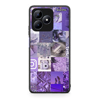 Thumbnail for Realme Note 50 Purple Aesthetic Collage θήκη από τη Smartfits με σχέδιο στο πίσω μέρος και μαύρο περίβλημα | Smartphone case with colorful back and black bezels by Smartfits