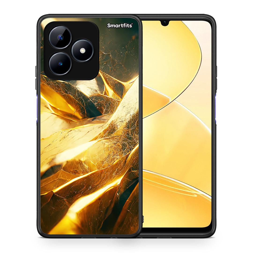 Θήκη Realme C51 Real Gold από τη Smartfits με σχέδιο στο πίσω μέρος και μαύρο περίβλημα | Realme C51 Real Gold case with colorful back and black bezels