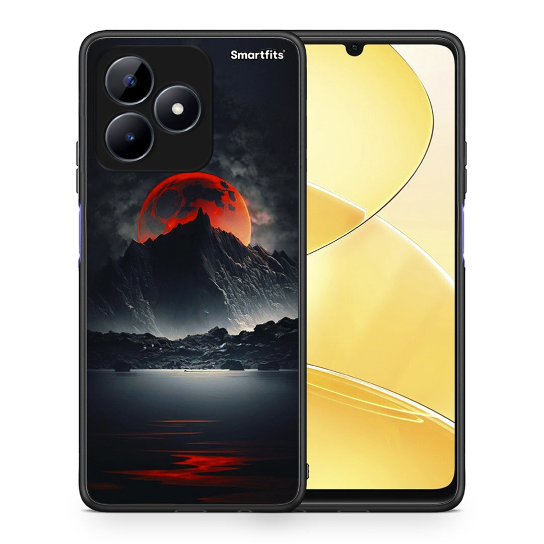 Θήκη Realme Note 50 Red Full Moon από τη Smartfits με σχέδιο στο πίσω μέρος και μαύρο περίβλημα | Realme Note 50 Red Full Moon case with colorful back and black bezels