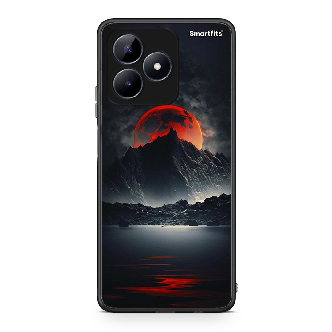 Realme Note 50 Red Full Moon θήκη από τη Smartfits με σχέδιο στο πίσω μέρος και μαύρο περίβλημα | Smartphone case with colorful back and black bezels by Smartfits