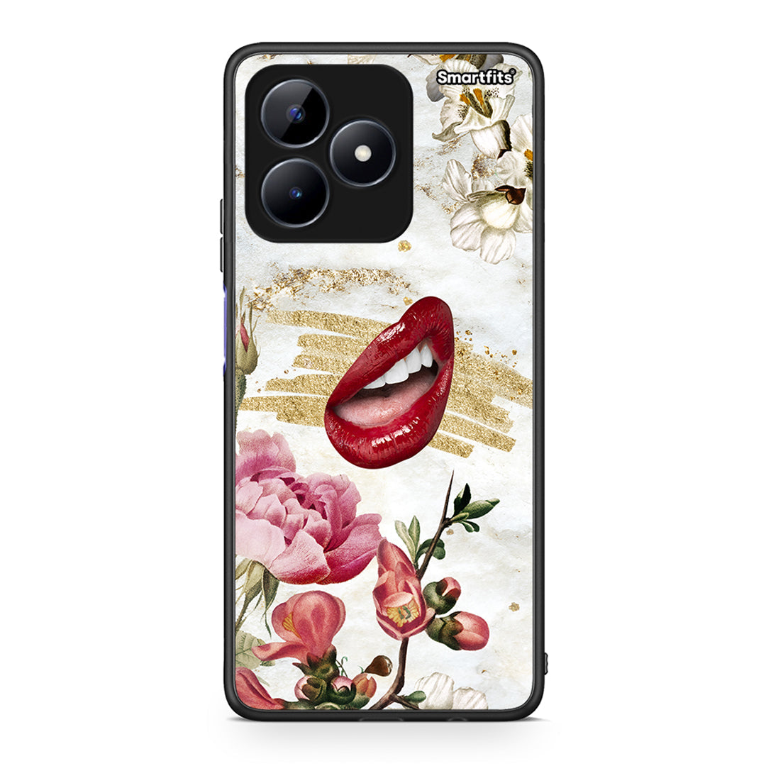 Realme C51 Red Lips θήκη από τη Smartfits με σχέδιο στο πίσω μέρος και μαύρο περίβλημα | Smartphone case with colorful back and black bezels by Smartfits