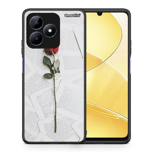 Θήκη Realme Note 50 Red Rose από τη Smartfits με σχέδιο στο πίσω μέρος και μαύρο περίβλημα | Realme Note 50 Red Rose case with colorful back and black bezels