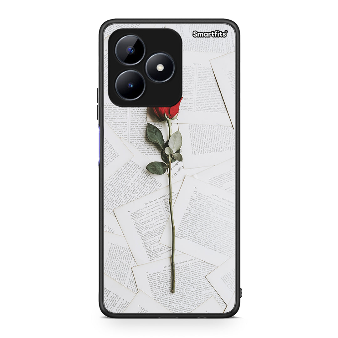 Realme Note 50 Red Rose θήκη από τη Smartfits με σχέδιο στο πίσω μέρος και μαύρο περίβλημα | Smartphone case with colorful back and black bezels by Smartfits