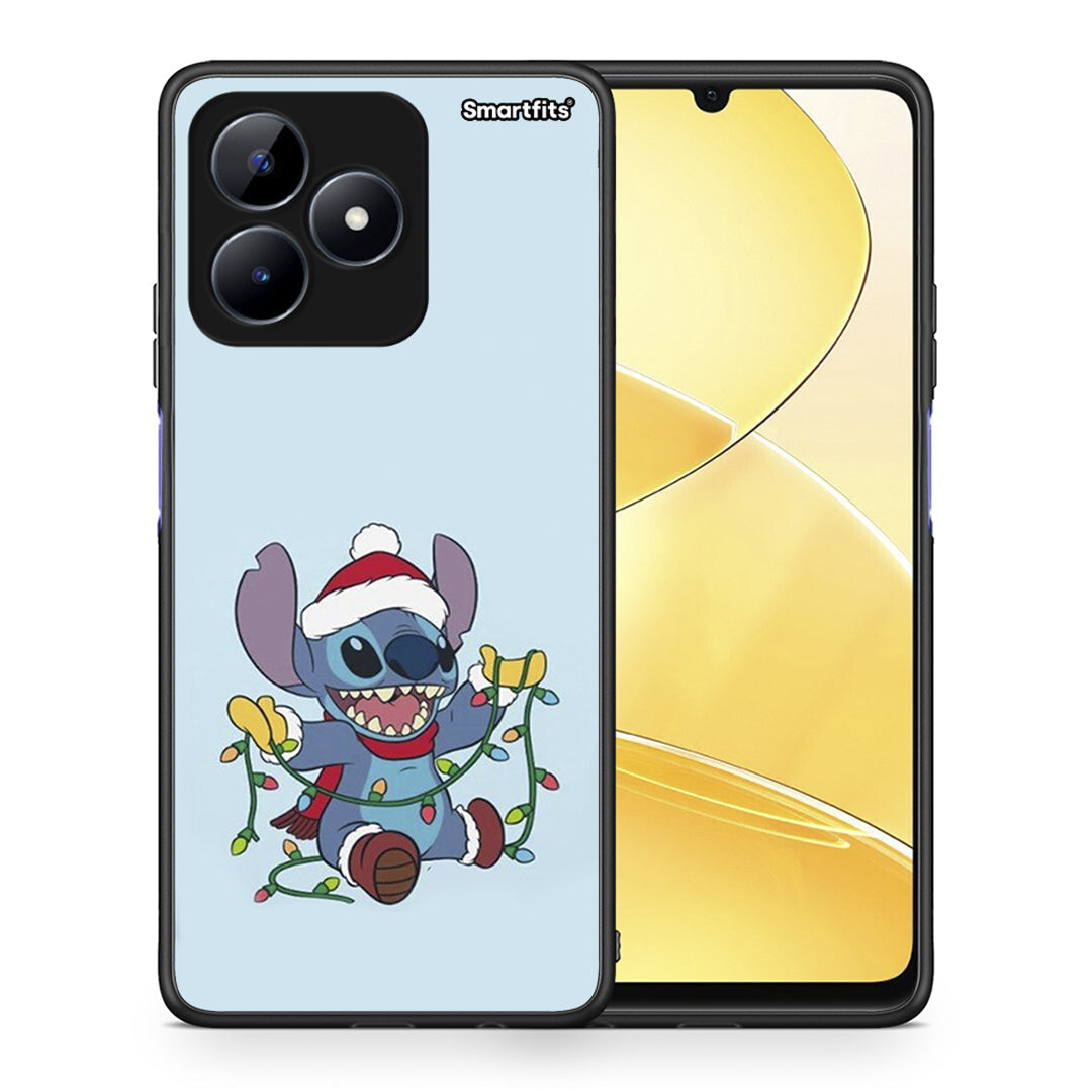 Θήκη Realme C51 Santa Stich από τη Smartfits με σχέδιο στο πίσω μέρος και μαύρο περίβλημα | Realme C51 Santa Stich case with colorful back and black bezels