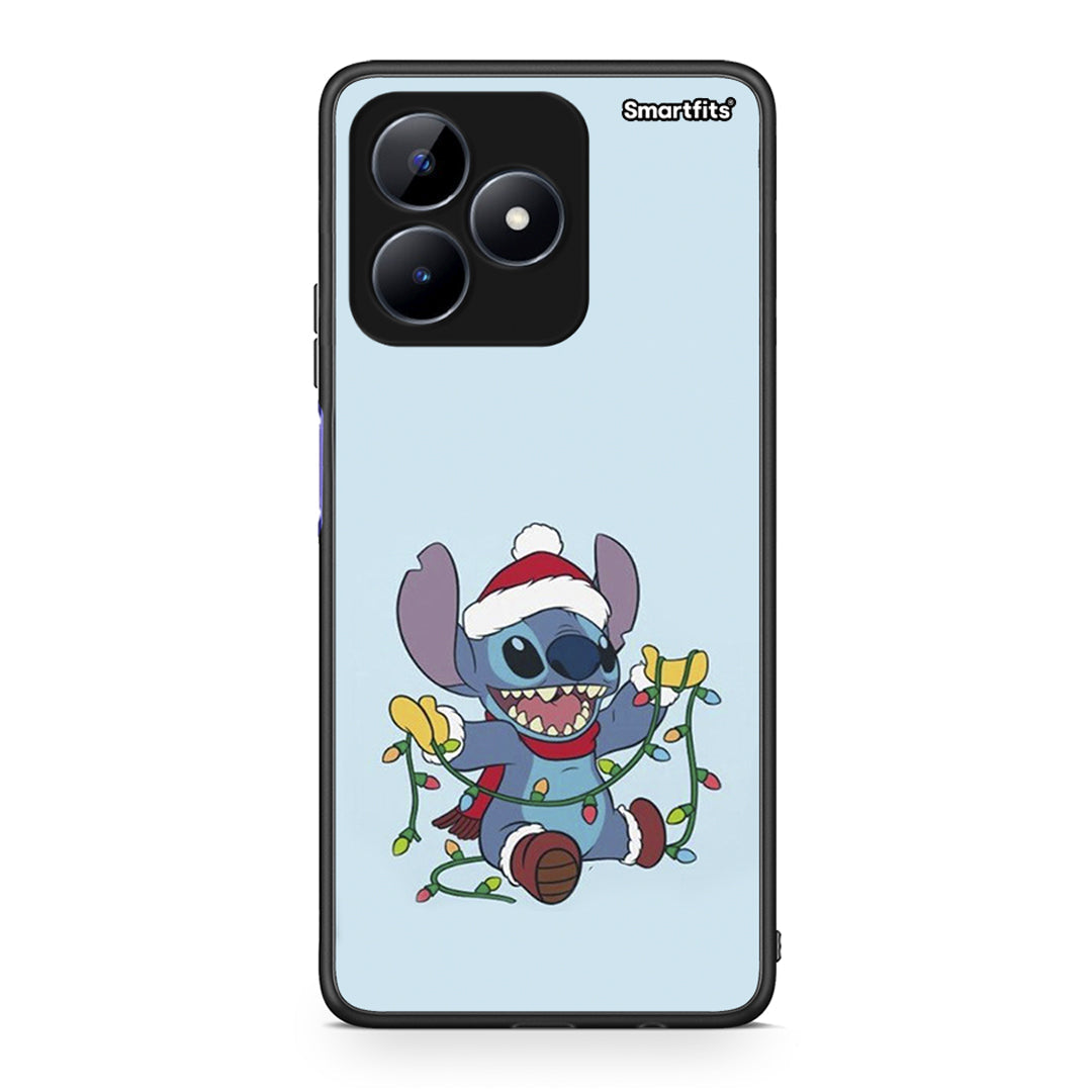 Realme Note 50 Santa Stich θήκη από τη Smartfits με σχέδιο στο πίσω μέρος και μαύρο περίβλημα | Smartphone case with colorful back and black bezels by Smartfits