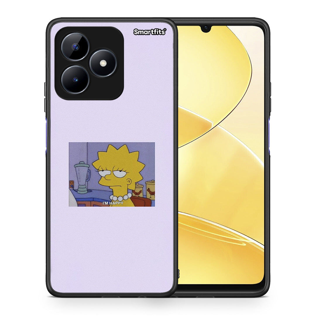 Θήκη Realme Note 50 So Happy από τη Smartfits με σχέδιο στο πίσω μέρος και μαύρο περίβλημα | Realme Note 50 So Happy case with colorful back and black bezels