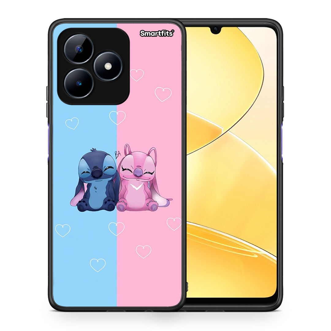 Θήκη Realme C51 Stitch And Angel από τη Smartfits με σχέδιο στο πίσω μέρος και μαύρο περίβλημα | Realme C51 Stitch And Angel case with colorful back and black bezels