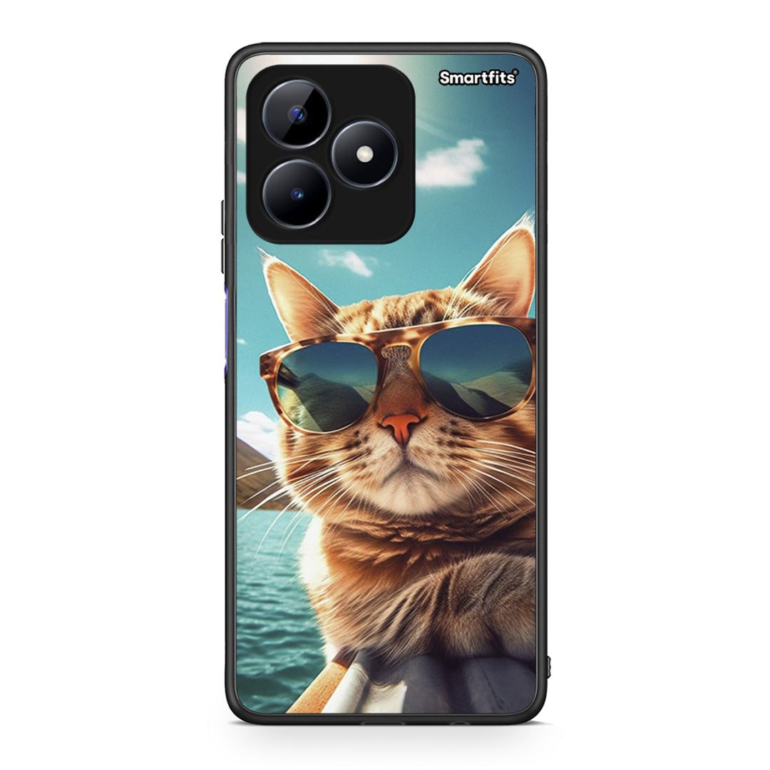 Realme Note 50 Summer Cat θήκη από τη Smartfits με σχέδιο στο πίσω μέρος και μαύρο περίβλημα | Smartphone case with colorful back and black bezels by Smartfits