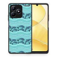 Thumbnail for Θήκη Realme C51 Swimming Dolphins από τη Smartfits με σχέδιο στο πίσω μέρος και μαύρο περίβλημα | Realme C51 Swimming Dolphins case with colorful back and black bezels
