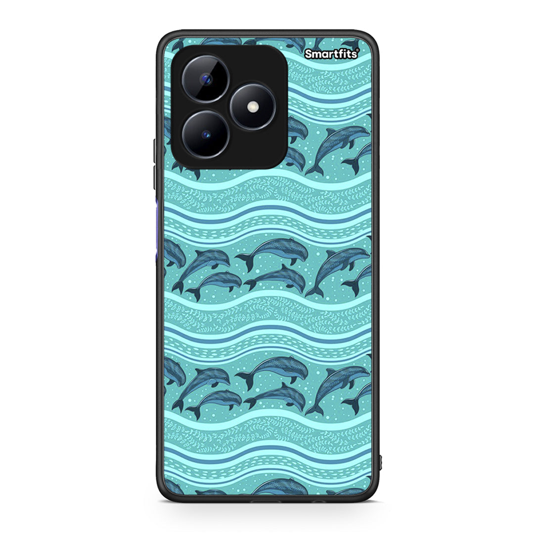 Realme Note 50 Swimming Dolphins θήκη από τη Smartfits με σχέδιο στο πίσω μέρος και μαύρο περίβλημα | Smartphone case with colorful back and black bezels by Smartfits