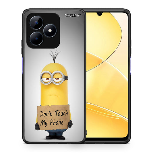 Θήκη Realme C51 Minion Text από τη Smartfits με σχέδιο στο πίσω μέρος και μαύρο περίβλημα | Realme C51 Minion Text case with colorful back and black bezels