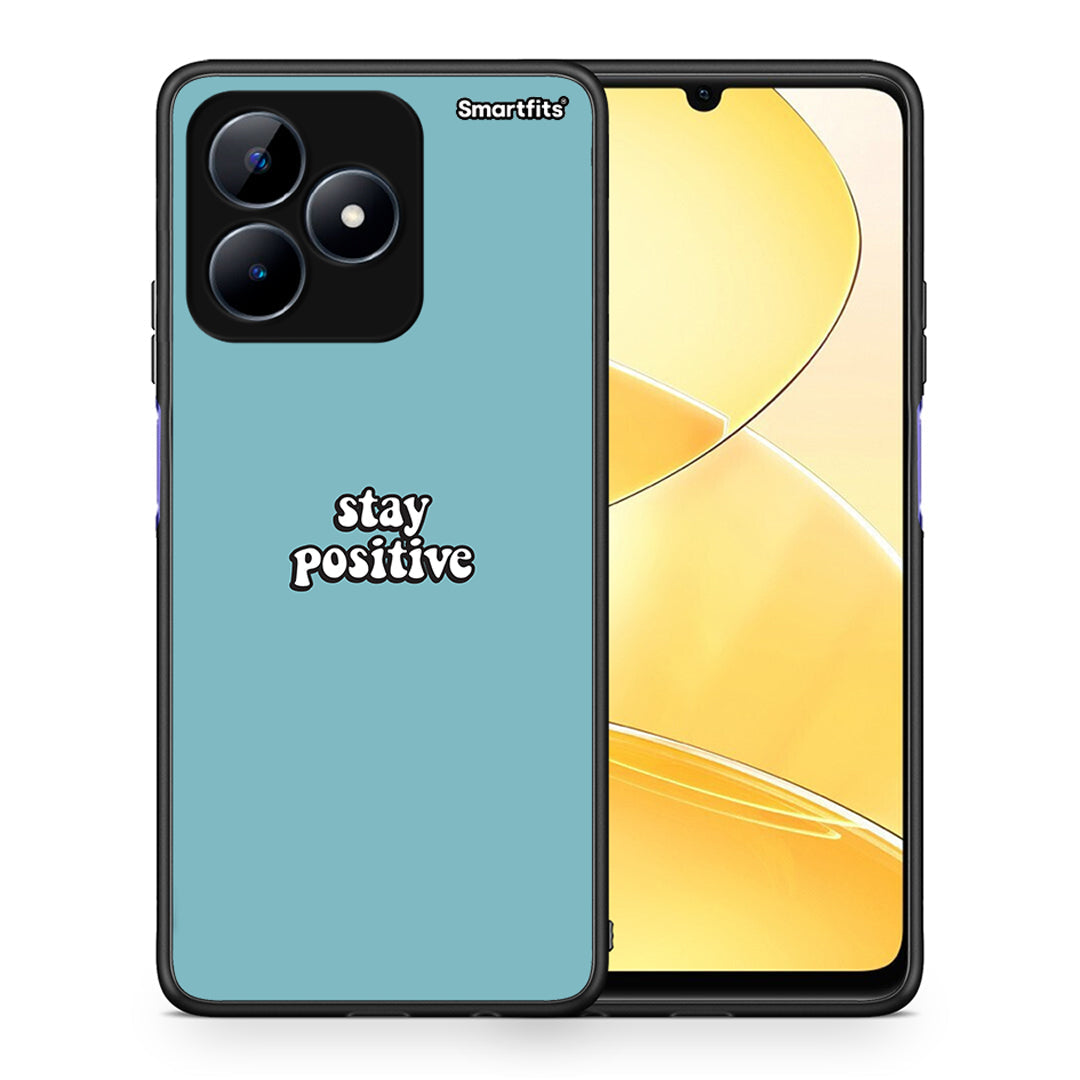 Θήκη Realme Note 50 Positive Text από τη Smartfits με σχέδιο στο πίσω μέρος και μαύρο περίβλημα | Realme Note 50 Positive Text case with colorful back and black bezels