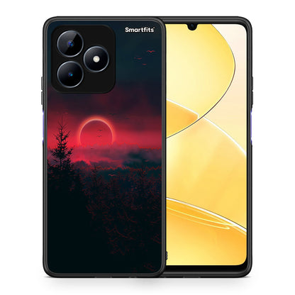 Θήκη Realme C51 Sunset Tropic από τη Smartfits με σχέδιο στο πίσω μέρος και μαύρο περίβλημα | Realme C51 Sunset Tropic case with colorful back and black bezels