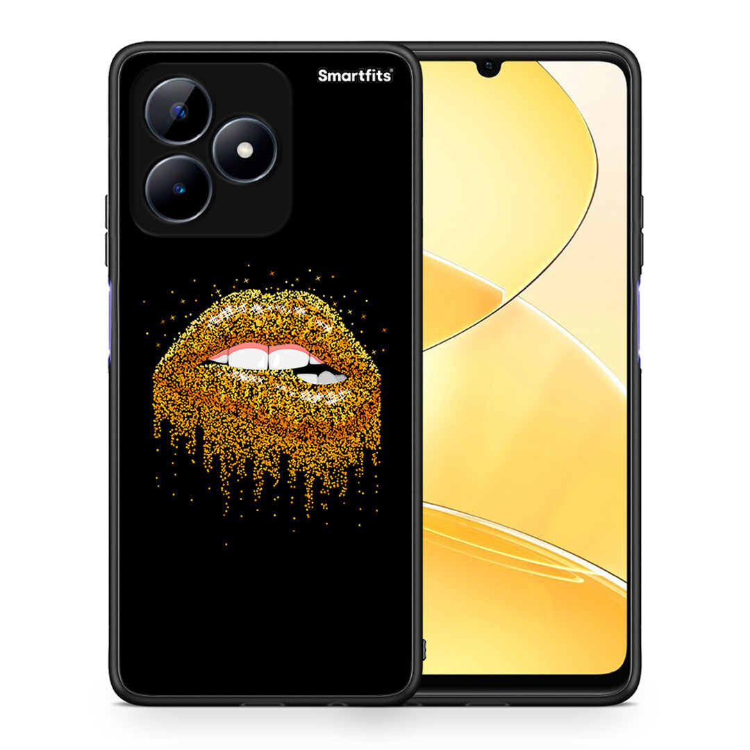 Θήκη Realme C51 Golden Valentine από τη Smartfits με σχέδιο στο πίσω μέρος και μαύρο περίβλημα | Realme C51 Golden Valentine case with colorful back and black bezels