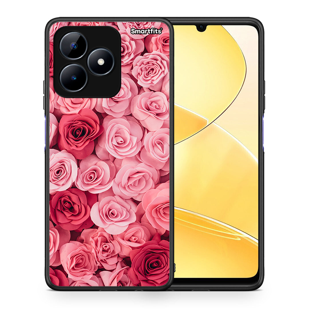 Θήκη Realme C51 RoseGarden Valentine από τη Smartfits με σχέδιο στο πίσω μέρος και μαύρο περίβλημα | Realme C51 RoseGarden Valentine case with colorful back and black bezels