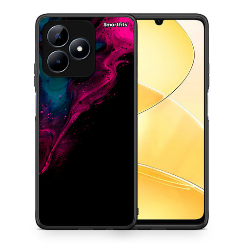 Θήκη Realme C51 Pink Black Watercolor από τη Smartfits με σχέδιο στο πίσω μέρος και μαύρο περίβλημα | Realme C51 Pink Black Watercolor case with colorful back and black bezels