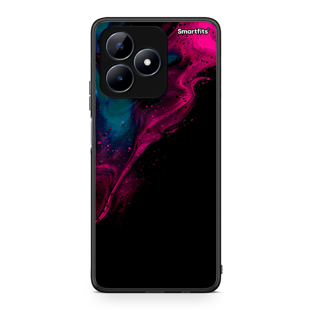 4 - Realme C51 Pink Black Watercolor case, cover, bumper