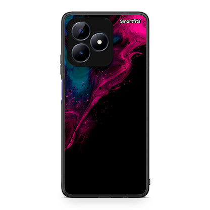 4 - Realme C51 Pink Black Watercolor case, cover, bumper